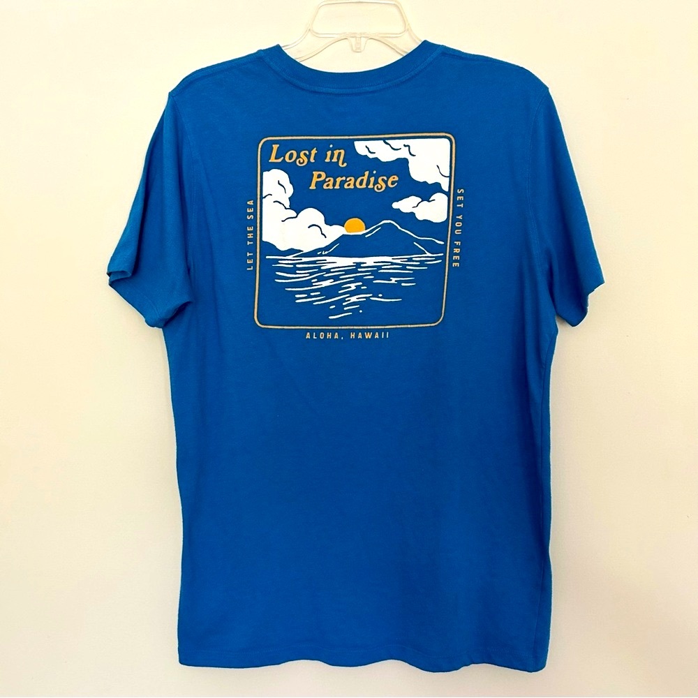 Old Navy Blue Aloha Hawaii Short Sleeve Tee ‘Lost in Paradise’